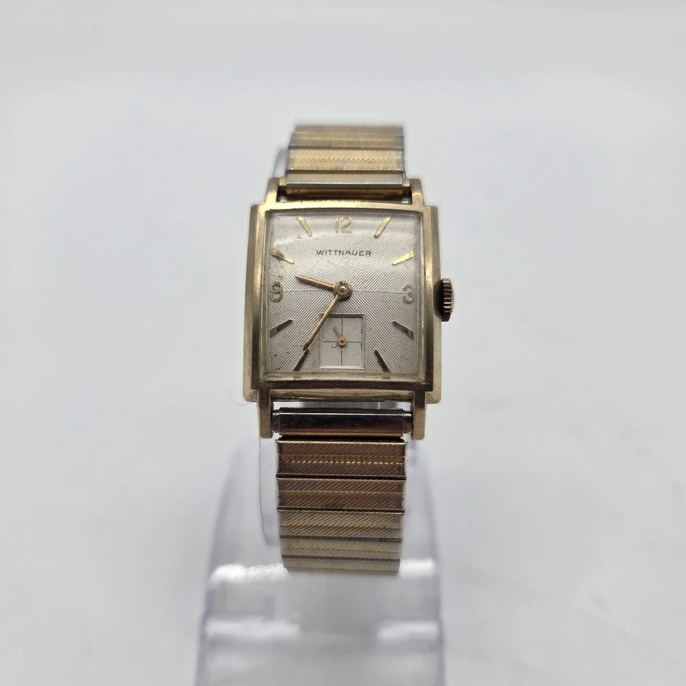 WITTNAUER 10K RGP Square Bezel WATCH Domed Glass 17 Jewels Winding Mechanical